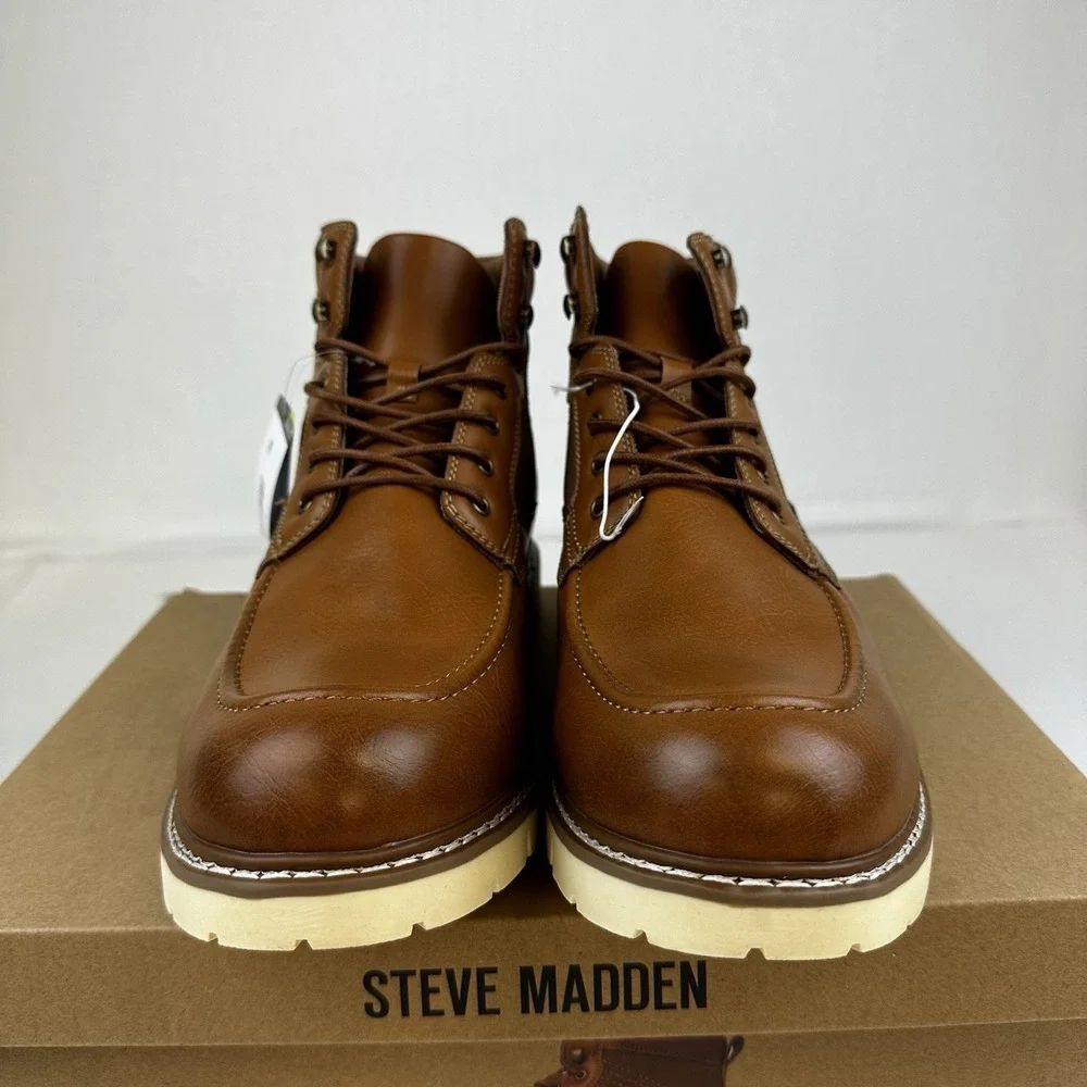 Steve‎ Madden Mens Chukka Boots P-Bleekr Cognac Sz. 13M Lace Up Ortholite